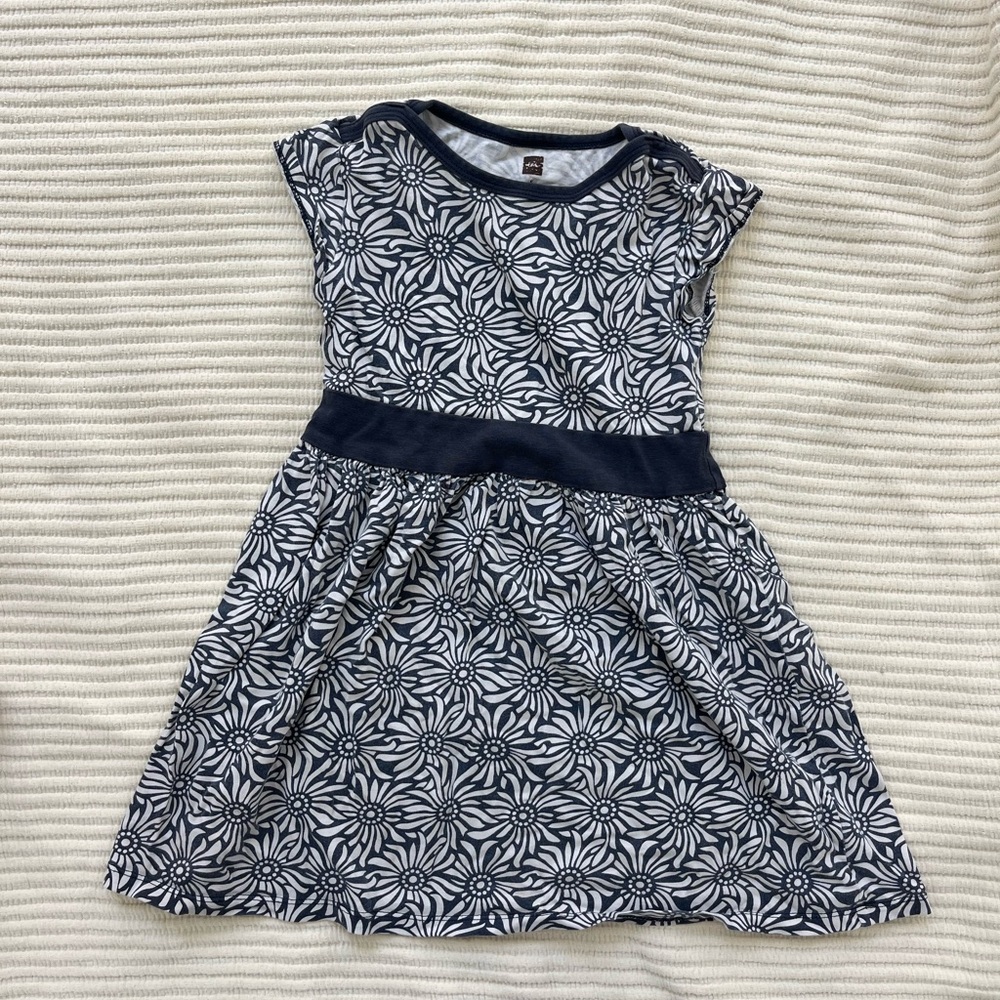 Tea Collection Navy and White Floral Dress
